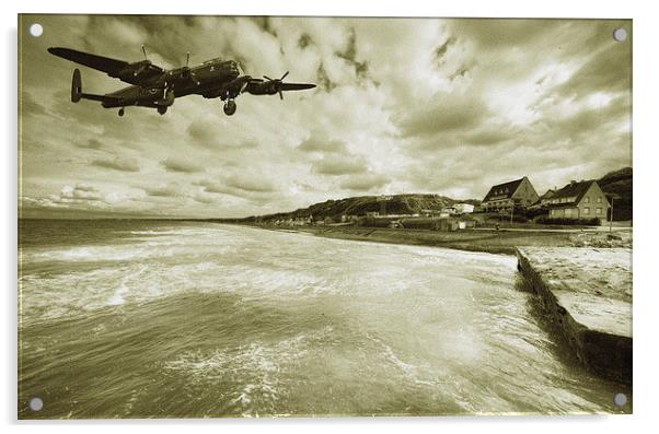 Lancaster over Omaha Beach Acrylic by Rob Hawkins