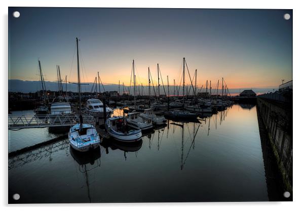 Lowestoft Marina at dawn Acrylic by Rob Hawkins