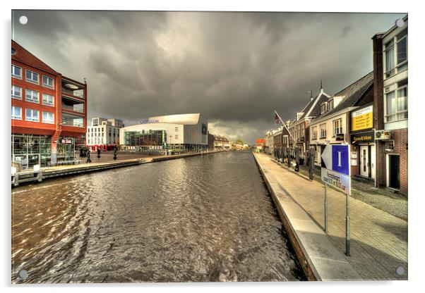 Stormy day at Alphen aan den Rijn Acrylic by Rob Hawkins