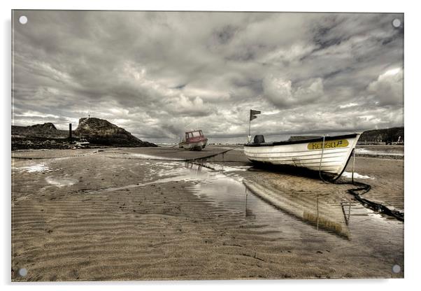 Boat at Bude Acrylic by Rob Hawkins