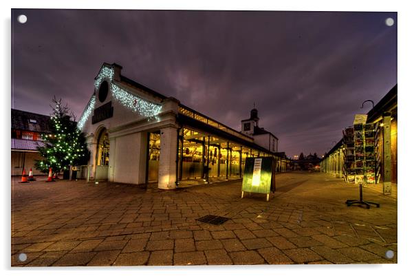 Tiverton Market by dusk Acrylic by Rob Hawkins