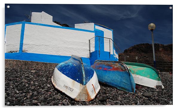 Boats on the beach Acrylic by Rob Hawkins