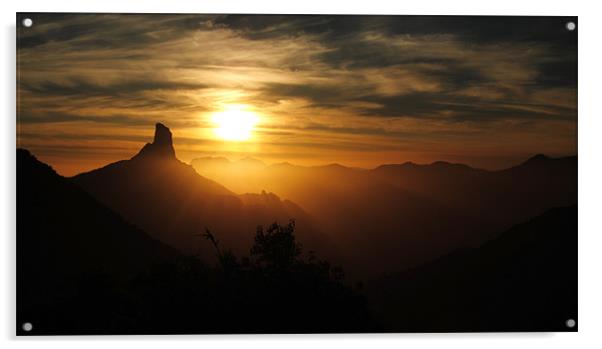 Mountain sunset Acrylic by Rob Hawkins