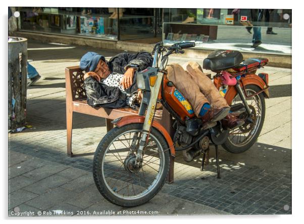 Moped Siesta  Acrylic by Rob Hawkins