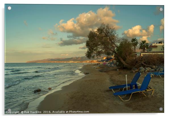 Stalida Beach Lounger  Acrylic by Rob Hawkins