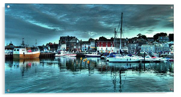Padstow Harbour at dusk Acrylic by Rob Hawkins