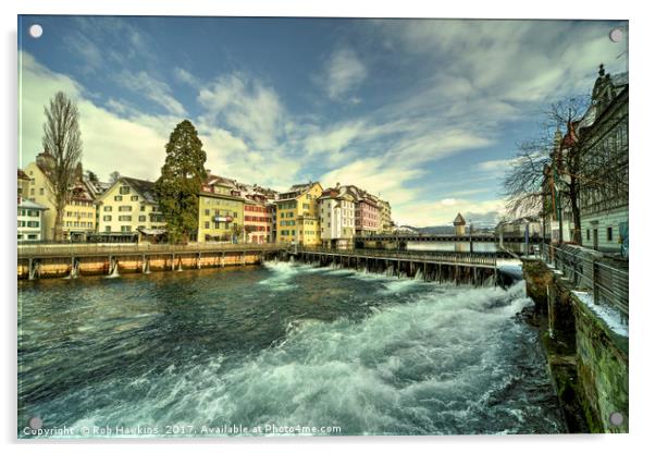 Weir of Lucerne  Acrylic by Rob Hawkins