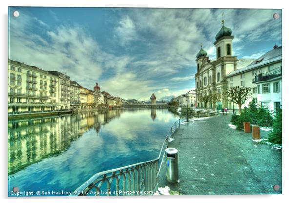 Lucerne Jesuit Church  Acrylic by Rob Hawkins