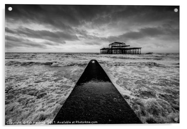 Remains of the Pier  Acrylic by Rob Hawkins