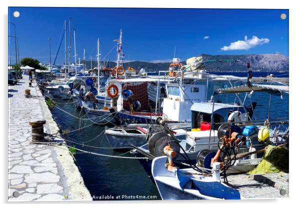 Fishing boats of Corfu Town  Acrylic by Rob Hawkins