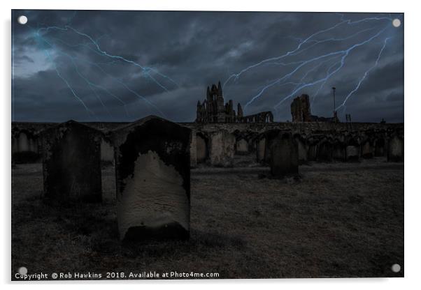Whitby Abbey storm  Acrylic by Rob Hawkins