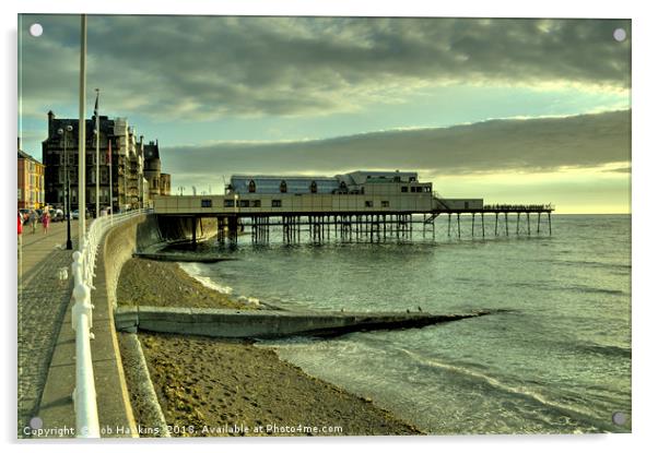 Aberystwyth pier and beach Acrylic by Rob Hawkins