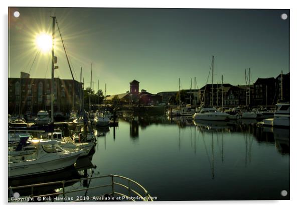 Swansea Docks Reflections Acrylic by Rob Hawkins
