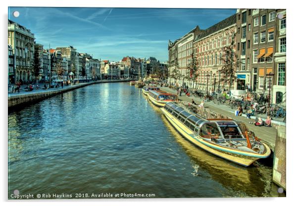 Amsterdam City Boats  Acrylic by Rob Hawkins