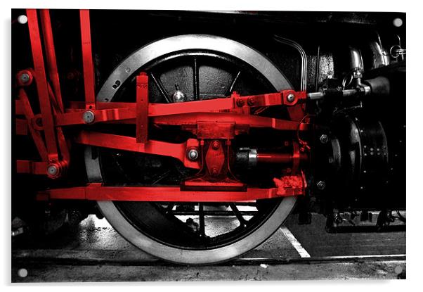 Red wheel of steel Acrylic by Rob Hawkins