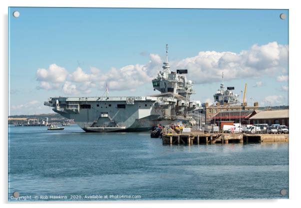 Pompey aircraft carriers  Acrylic by Rob Hawkins