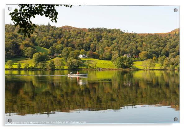 Rowing on Grasmere Acrylic by Rob Hawkins