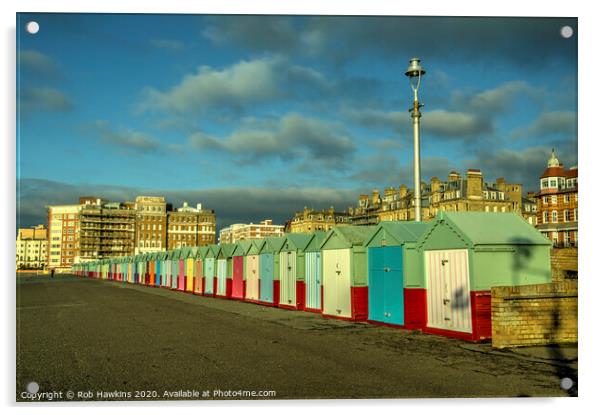 Beach Huts at Hove Acrylic by Rob Hawkins