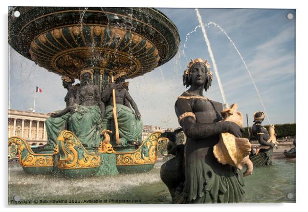 Paris Fountains  Acrylic by Rob Hawkins