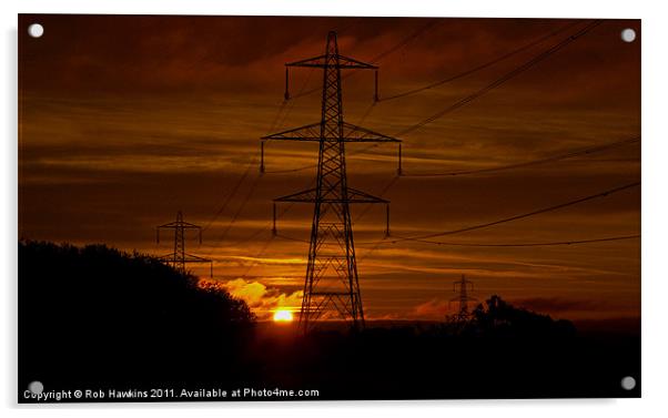 Sunrise over the Culm Valley Acrylic by Rob Hawkins