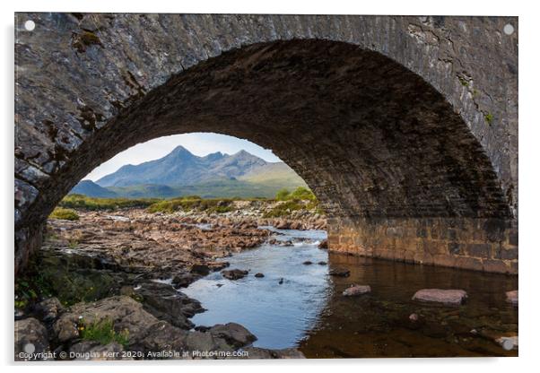 View of Sgùrr nan Gillean from Sligachan bridge, Skye Acrylic by Douglas Kerr