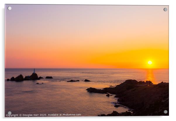 La Corbière lighthouse at sunset, Jersey Acrylic by Douglas Kerr