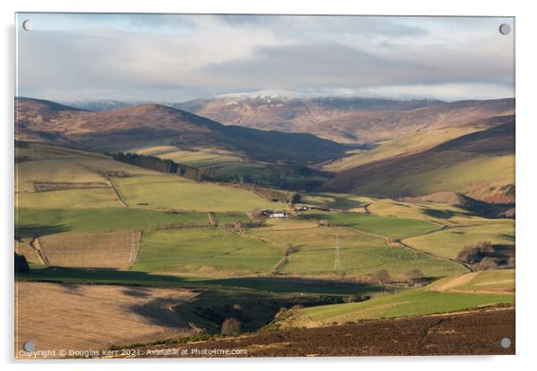 Blairno from White Caterthun, Lethnot, Angus. Acrylic by Douglas Kerr