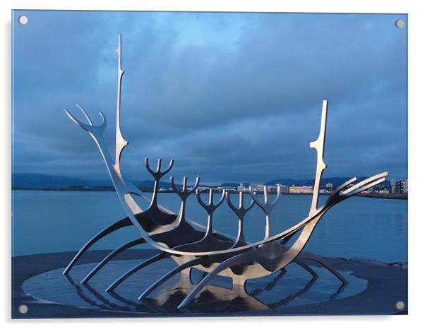 Viking Ship Acrylic by Cliff Hannan