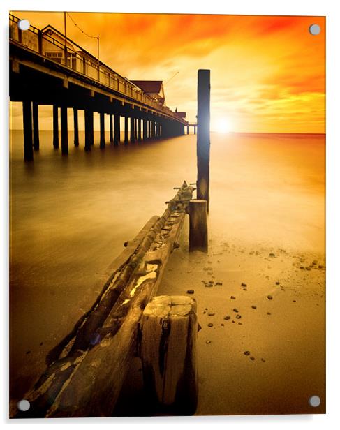New~Dawn  Southwold Acrylic by Mike Sherman Photog