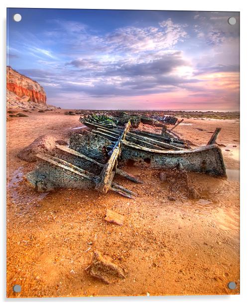 Shipwreck on Hunstanton Beach Acrylic by Mike Sherman Photog