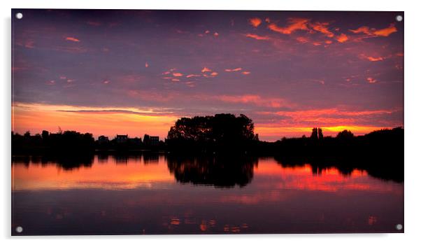  Sunset Lake Acrylic by Mike Sherman Photog