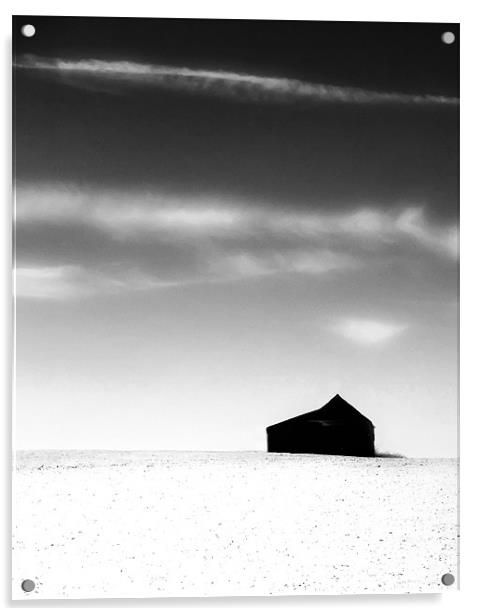 Snow Barn Acrylic by Mike Sherman Photog