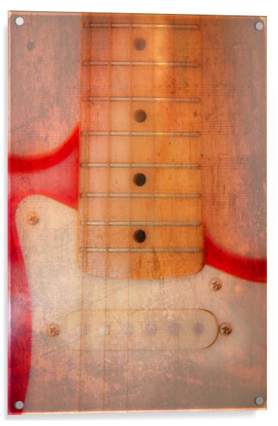 Textured Guitar two Acrylic by Mike Sherman Photog
