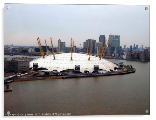 O2 Millenium Dome with Canary Wharfe in background Acrylic by Terry Senior