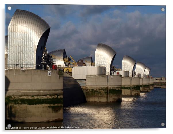 Thames Flood Barrier London UK Acrylic by Terry Senior