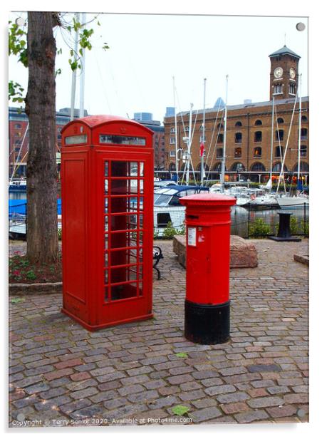 Typically British Telephone Box and Post box Acrylic by Terry Senior