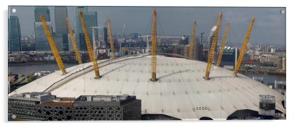 Panoramic view O2 Arena from Emirates Air Line Gre Acrylic by Terry Senior