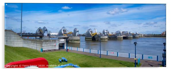 Panorama of the Thames Barrier Acrylic by Terry Senior