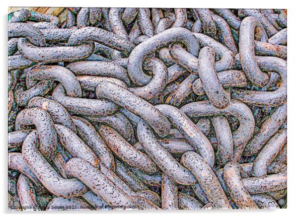 Abstract Anchor Chain showing signs of rust due to Acrylic by Terry Senior