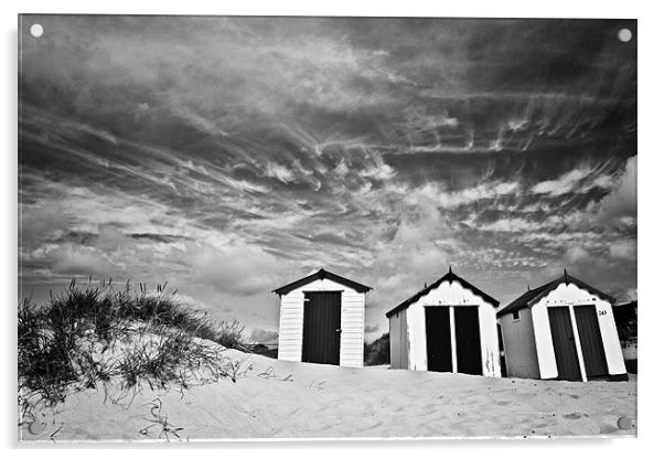 Wispy Clouds over Southwold Beach Huts 2 Acrylic by Paul Macro