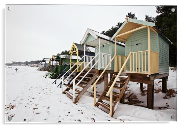 Snowy Wells Beach Huts 2 Acrylic by Paul Macro