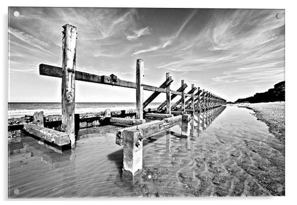 Happisburgh Defensive Reflections Acrylic by Paul Macro