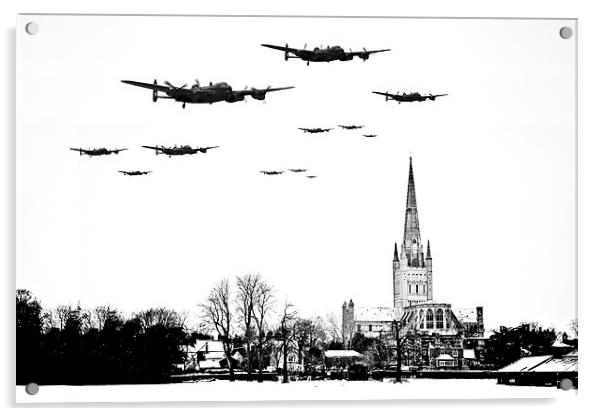 Lancasters over Norwich Cathedral Acrylic by Paul Macro