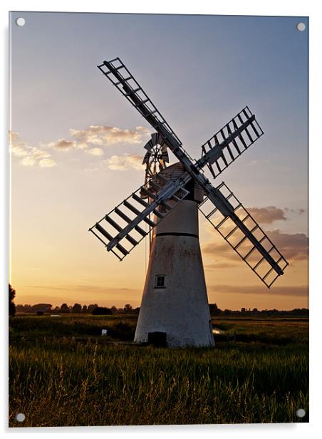 Thurne Mill Windmill at Sunset Acrylic by Paul Macro