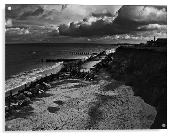 Happisburgh Sea Defences Acrylic by Paul Macro