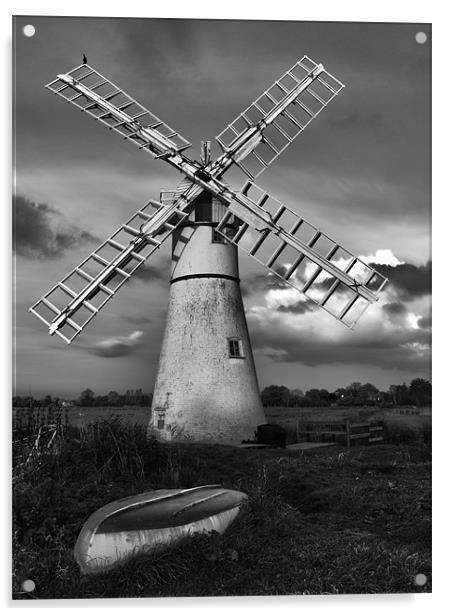 Thurne Windmill HDR B&W Acrylic by Paul Macro