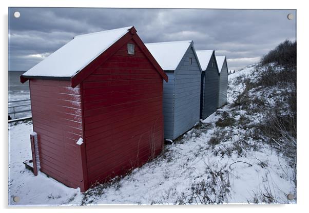 Winter Beach Huts Acrylic by Paul Macro
