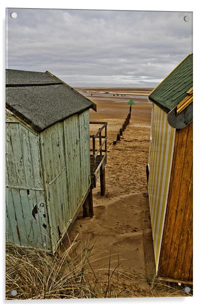 View through the huts at Wells Acrylic by Paul Macro