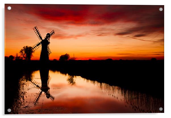 Spring Sunset at Thurne Mill Acrylic by Paul Macro