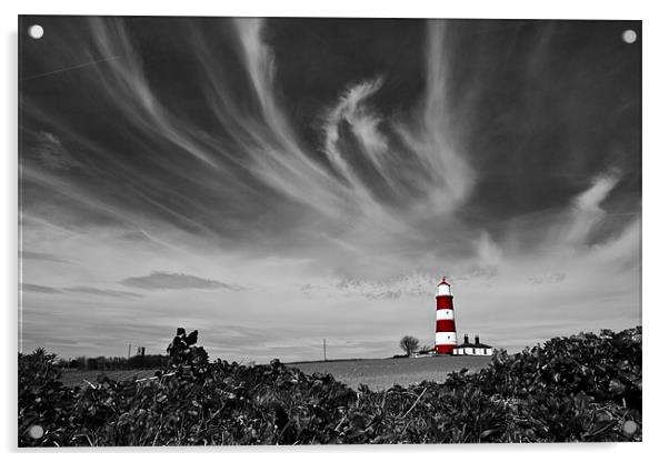 Wispy Clouds Above Happisburgh Lighthouse Selectiv Acrylic by Paul Macro
